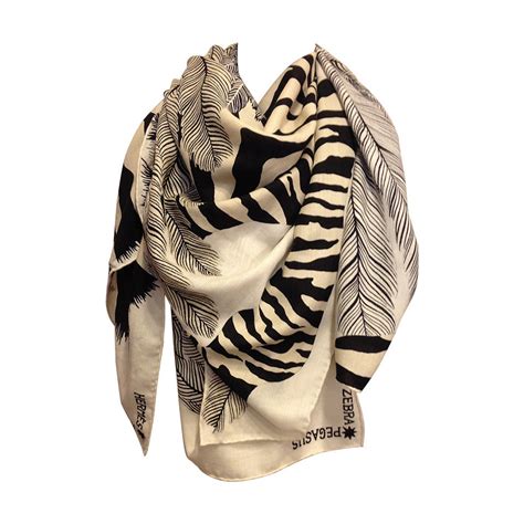 hermes black and white scarf.